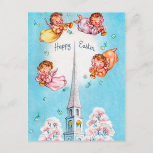 Retro Vintag Angels Postkarte für Ostern