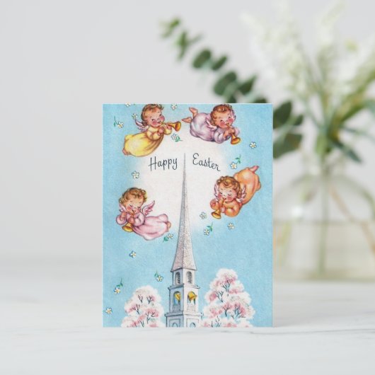 Retro Vintag Angels Postkarte für Ostern (Stehend Vorderseite)