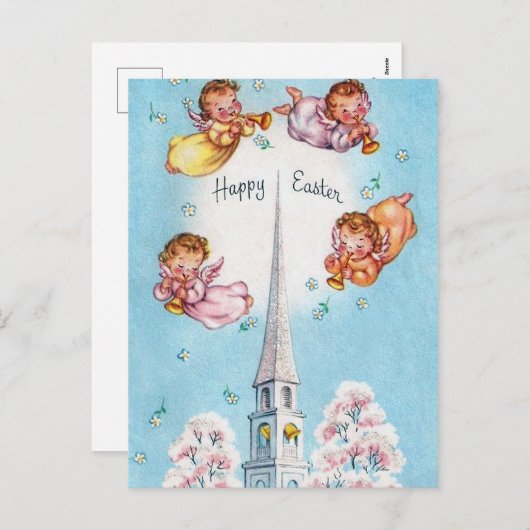 Retro Vintag Angels Postkarte für Ostern