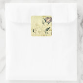 Retro Vintag antikes Blumenmuster nach Maß Quadratischer Aufkleber (Tasche)