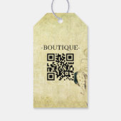 Retro Vintag antikes Blumenmuster QR Code Geschenkanhänger (Rückseite)