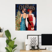 Retro Vintag ar Deko Ladys Weihnachtsposter (Heimbüro)