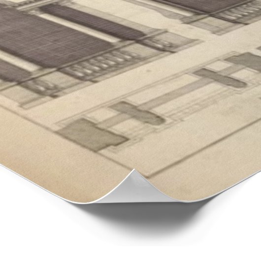 Retro Vintag Architectural Zeichnend Windows Poster (Ecke)