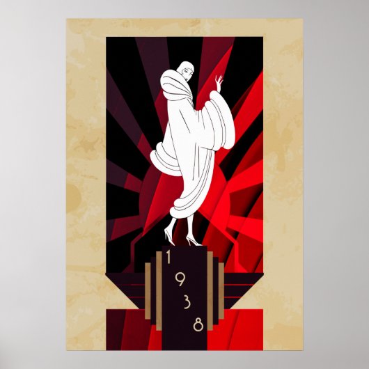 Retro Vintag Art Deco 1938 Frau Poster (Vorne)