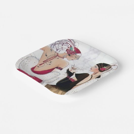 Retro Vintag Art Deco Pappteller (Gewinkelt)