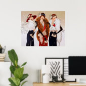 Retro Vintag Art Deko Weihnachtsfrauenposter (Heimbüro)