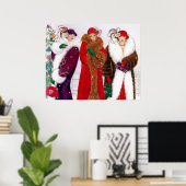Retro Vintag Art Deko Weihnachtsfrauenposter (Heimbüro)