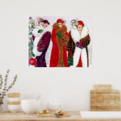 Retro Vintag Art Deko Weihnachtsfrauenposter (Küche)