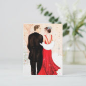 Retro Vintag Art Deko Weihnachtspaar Feiertagspostkarte (Stehend Vorderseite)