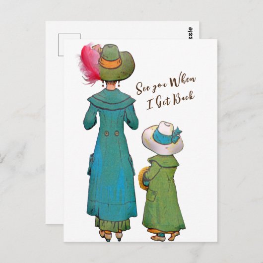 Retro Vintag Art Frauenkind | Postkarte (Vorne/Hinten)