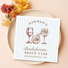 Retro Vintag Bachelorette Blue Paper Napkins Serviette