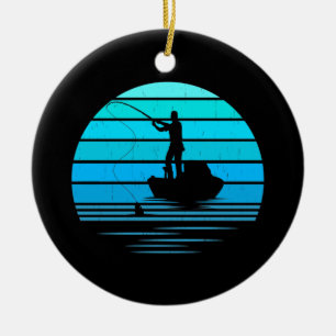 Retro Vintag Bass Fishing Fisherman Vatertag Keramik Ornament