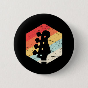 Retro Vintag Bass Gitarrenspieler Rock Music Band Button