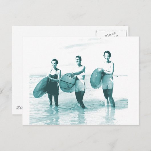 Retro Vintag Bathing Beauties Surfen Postkarte (Vorne/Hinten)