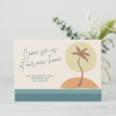 Retro Vintag Beach Palm Tree Ankündigung (Stehend Vorderseite)