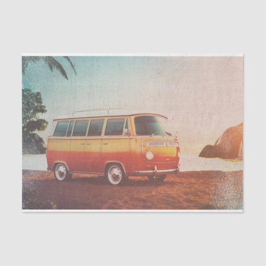 Retro Vintag Beach Van Surfer Decoupage Paper Seidenpapier (Vorderseite)