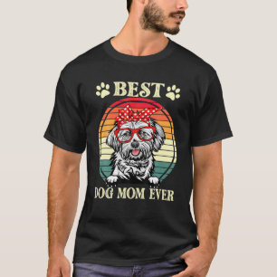 Retro Vintag Best Dog Mama Ever Dog Mama Lhasa Aps T-Shirt