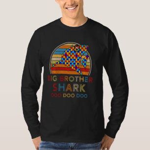 Retro Vintag Big Brother Shark Autismus Bewusstsei T-Shirt