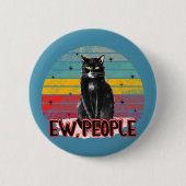 Retro Vintag Black Cat Ew People Button (Vorderseite)