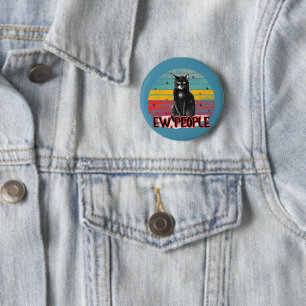 Retro Vintag Black Cat Ew People Button