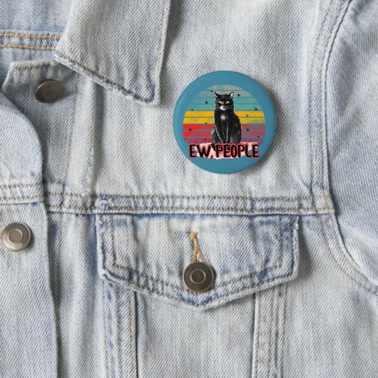Retro Vintag Black Cat Ew People Button (Beispiel)
