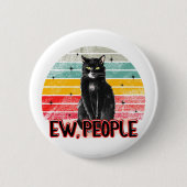 Retro Vintag Black Cat Ew People Button (Vorderseite)
