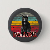 Retro Vintag Black Cat Ew People Button (Vorderseite)