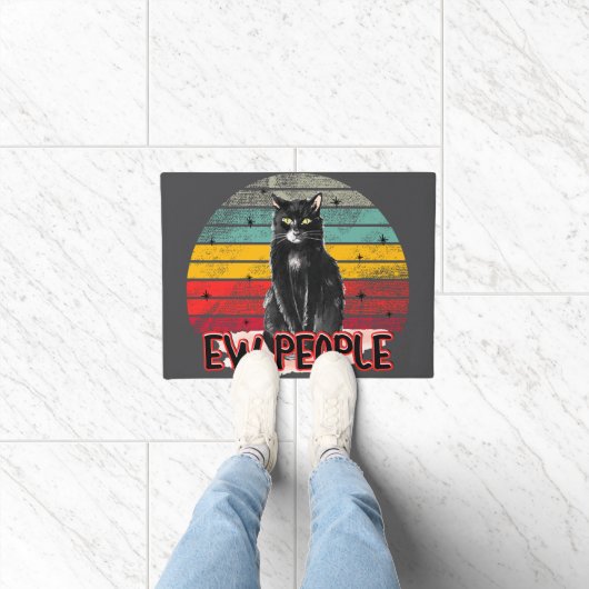 Retro Vintag Black Cat Ew People Fußmatte (Indoor)