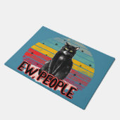 Retro Vintag Black Cat Ew People Fußmatte (Schrägansicht)