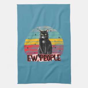 Retro Vintag Black Cat Ew People Geschirrtuch