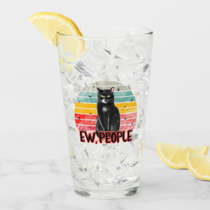 Retro Vintag Black Cat Ew People Glas