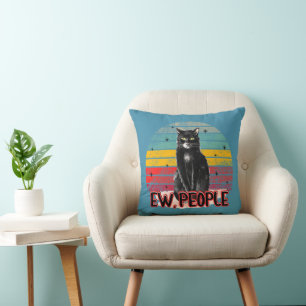 Retro Vintag Black Cat Ew People Kissen