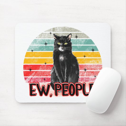 Retro Vintag Black Cat Ew People Mousepad (Mit Mouse)