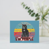 Retro Vintag Black Cat Ew People Postkarte (Stehend Vorderseite)