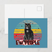 Retro Vintag Black Cat Ew People Postkarte (Vorne/Hinten)