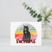 Retro Vintag Black Cat Ew People Postkarte (Stehend Vorderseite)