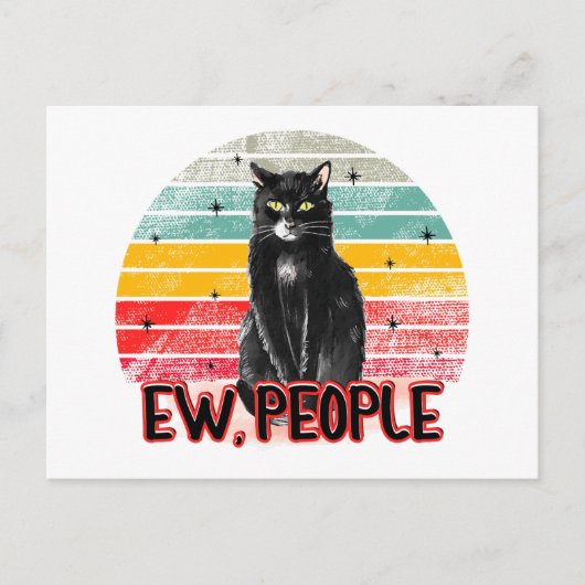 Retro Vintag Black Cat Ew People Postkarte (Vorderseite)