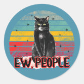 Retro Vintag Black Cat Ew People Runder Aufkleber (Vorderseite)