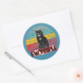 Retro Vintag Black Cat Ew People Runder Aufkleber (Umschlag)