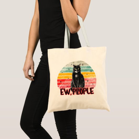 Retro Vintag Black Cat Ew People Tragetasche (Vorderseite (Produkt))