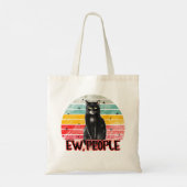 Retro Vintag Black Cat Ew People Tragetasche (Rückseite)