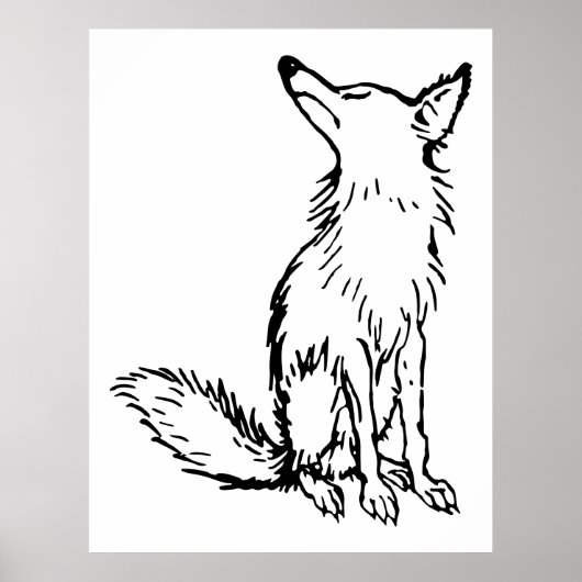 Retro Vintag Black & White Sly Fox Poster (Vorne)