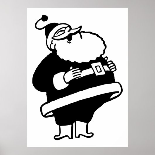 Retro Vintag Black & White Weihnachten Weihnachtsm Poster (Vorne)