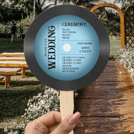Retro Vintag Blue Vinyl Record Wedding Program Fächer