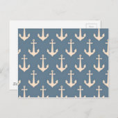 Retro Vintag Blue White Anchtern Muster Postkarte (Vorne/Hinten)