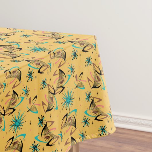 Retro Vintag Boomerang Sputnik Gelb Schwarz Tischdecke (Beispiel)