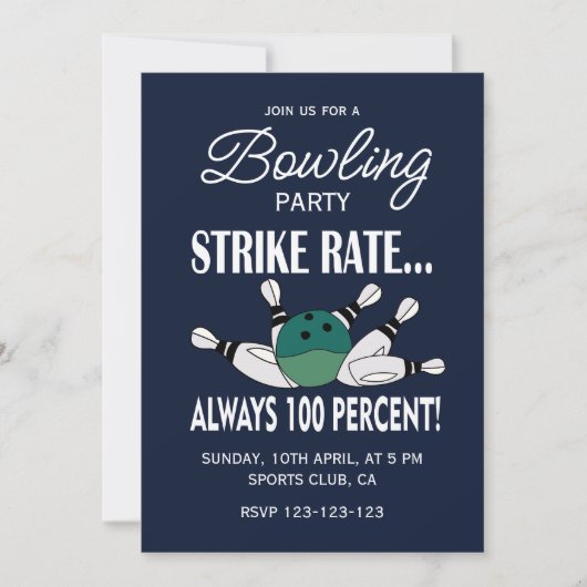 Retro Vintag Bowling Birthday Party Einladung (Vorderseite)
