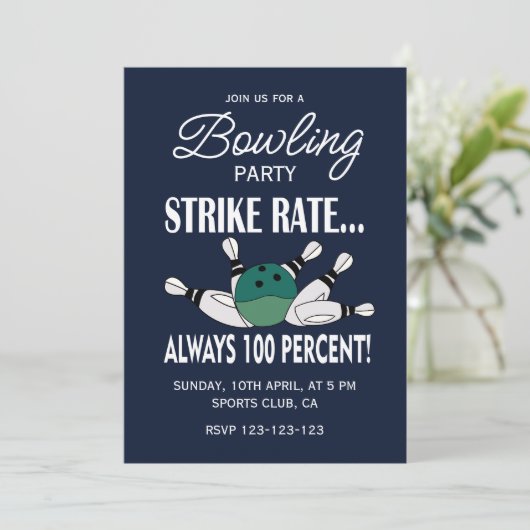 Retro Vintag Bowling Birthday Party Einladung (Stehend Vorderseite)