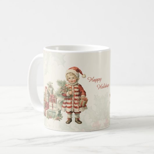 Retro Vintag Boy Christmas Geschenke Kaffeetasse (Vorderseite Links)