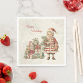 Retro Vintag Boy Christmas Geschenke Serviette (Beispiel)